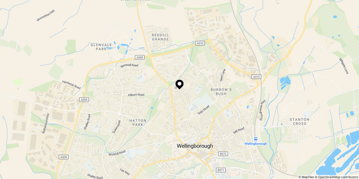 Approximate location of Lime Grove, Wellingborough, NN8 4SE